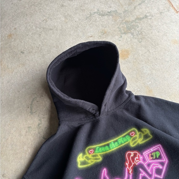 Lena The Plug Boxy Faded Black Neon Hoodie - Picture 4 of 6